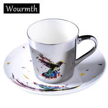 Wourmth-taza de café creativa con platillo chapado en oro, taza de reflexión de espejo, juego de taza de café y platillo de cerámica, taza divertida para el hogar 2024 - compra barato
