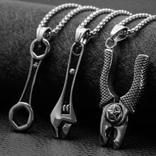 Hip Hop Men's Stainless Steel Wrench Spanner Pendants Necklace for Men Mechanic Tool Jewelry Link Chain Punk Gifts Collier 2024 - buy cheap