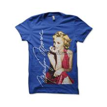 Men T Shirt Marilyn Monroe T Shirt Red on Blue tshirts Women T-Shirt 2024 - buy cheap