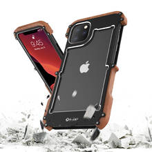 R-just Phone Case For Iphone 11 11 Pro 11 Pro Max Luxury Hard Metal Aluminum Wood Protective Bumper Phone Case For Iphone 7 8 X 2024 - buy cheap