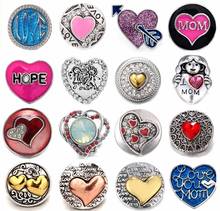 Jóias de alta qualidade amor coração 18mm botões de pressão de metal diy pingente botão 2024 - compre barato