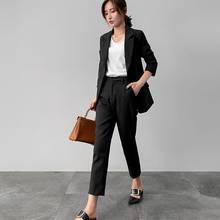 Bella Philosophy 2021 Women Single Uotton Work Blazer Suits OL Pants Suit Notched Blazers Jackets With Trousers Two Pieces Sets 2024 - buy cheap