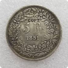 1851 Switzerland 5 Francs COIN COPY 2024 - buy cheap