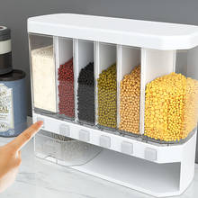 Automatic Plastic Cereal Dispenser Storage Box Wall Mounted Divided Rice And Cereal Dispenser Racks Sealed Food Storage Box 2024 - buy cheap