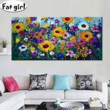 Cuadro de flores Pastoral abstractas 5D, bordado de diamantes de imitación cuadrados y redondos, mosaico hecho a mano, pintura al óleo, punto de cruz 2024 - compra barato