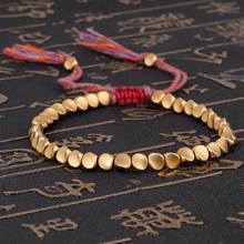 Pulsera de cuerda de la suerte para hombre y mujer, brazalete con cuentas de cobre y algodón trenzado, Budista Tibetano, hecho a mano 2024 - compra barato