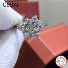 Geoki 925 Sterling Silver Pass Diamond Test 1-2 Ct Perfect Cut D Color VVS1 Moissanite Star Astral Ring Luxury Wedding Jewelry 2024 - buy cheap