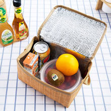 Imitação de rattan portátil isolado térmico refrigerador almoço sacos levar tote piquenique caso japão estilo almoço sacos 2024 - compre barato