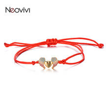 Neovivi Colorful CZ Wing Heart Charm Bracelets for Women Handmade Jewelry Red Black Rope String Bracelet Lover DIY Romantic Gift 2024 - buy cheap