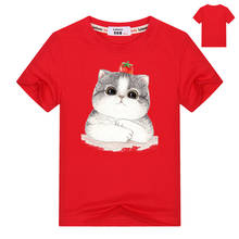 Camiseta infantil 2021, camiseta para crianças, estampa de gato fofo, kawaii, meninas, camisa para bebês, gatinho, desenho animado 2024 - compre barato