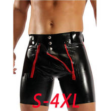 Além de tamanho 4xl masculino roupa interior troncos boxers látex pvc aberto virilha zíper boxer shorts fetiche gay clube falso calças curtas de couro 2024 - compre barato