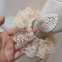 Cream Ruffled Lace Trim With Floral Tulle For Baby Skirt, Bridal Shower, Home Decor 2 Meters 2024 - buy cheap