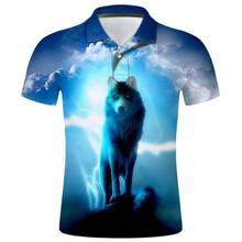 Camiseta con estampado de lobo en 3D para hombre y niña, Polo de cuello redondo, Ropa de calle a la moda, Ropa informal de verano Harajuku de manga corta, novedad de 2021 2024 - compra barato