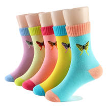 2020 New Spring Girls Socks Cotton Butterfly Children's Student Socks 1-15 Year Kids Socks 5 pairs / lot 2024 - buy cheap