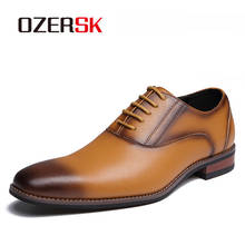 OZERSK/2020 мужские туфли из натуральной кожи; Мужские модельные туфли; Деловые свадебные туфли; Туфли-оксфорды на шнуровке с острым носком на плоской подошве; Большие размеры 39-45 2024 - купить недорого