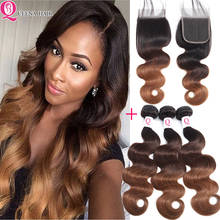 Ombre Bundles With Closure Ombre Body Wave Bundles With Closure 2 3 4 Colored Blonde Peruvian Human Hair Bundles With Closure 2024 - buy cheap