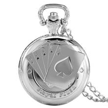 Exquisite Silver Poker Royai Fiush Quartz Thin Chain Pocket Watch Classic Roman Numeral Dial Individual Necklace Pendant Gift 2024 - buy cheap