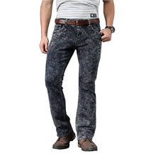 Mcikkny calças jeans masculinas retrô de designer, calças elásticas, de sarja, de cor azul ou preta 2024 - compre barato