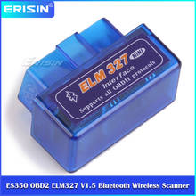 Erisin OBD2 ELM327 V1.5 Bluetooth беспроводной сканер диагностический инструмент Android Torque ES350 2024 - купить недорого