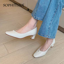 SOPHITINA-zapatos de tacón grueso hechos a mano para mujer, calzado de piel auténtica y suave, con perlas, para primavera, AO603 2024 - compra barato