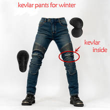 New winter Motorcycle Riding Jeans Kevlr Wear Plus Velvet Men's Anti-fall Motorcycle Pants Trousers With Covert Protection Gears 2024 - buy cheap