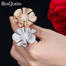 BeaQueen Gorgeous Statement Jewelry Full Cubic Zirconia Big Flower Ring for Women Bridal Personality Wedding Accessories R085 2024 - buy cheap