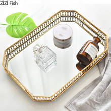 Metal Frame Tray Mirror Glass Storage Tray Modern Home Desktop Decoration Storage Organization Dressing Table Display Board 2024 - buy cheap