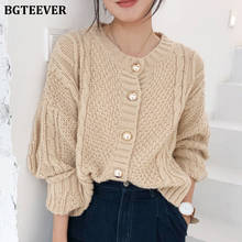 BGTEEVER 2019 Winter Vintage Casual Female Cardigan O-neck Single-breasted Short Sweater Women Knitted Open Stitch Jumpers Tops 2024 - buy cheap