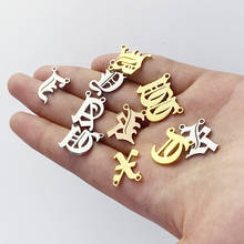 Pingentes de letras douradas, pingentes de letras de aço inoxidável para pulseiras e colares artesanais 2024 - compre barato