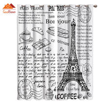 Black And White Paris Drawing Window Curtains Living Room Outdoor Fabric Drapes Curtain Home Decor 2024 - buy cheap