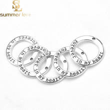 10pcs/lot Love Charm Beauty Forever in My Heart Charm for Handmade Jewelry Making Necklace Pendant Round Metal Accessories 2024 - buy cheap