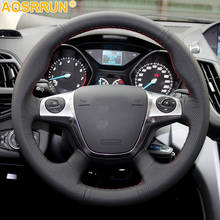 Genuine leather Car steering Wheel Cover Car accessories For Ford C-MAX Focus 3 kuga 2012 2013 2014 2015 2024 - buy cheap