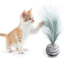 1 шт. забавная кошачья интерактивная игрушка декор из искусственного пера шарик для питомца игрушка-тизер для кошек товары для питомцев товары для кошек 2024 - купить недорого