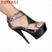 Classic Black Plus Size 15cm Super High Heel Shoes Platform Sandals Slippers, Pole Dance Shoes, Wedding Shoes 2024 - buy cheap