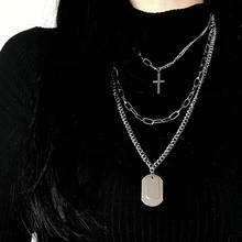 2020  New Personality Cross Square Metal Multilayer Hip hop Long Chain Cool Simple Necklace For Women men Jewelry Gifts 2024 - buy cheap