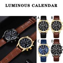 Popular Men's Leather Band Watch With Calendar Function Plus Luminous Function Casual Watch Quartz Wristwatches Vintage Montre 2024 - buy cheap