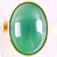 Anel de dedo de ônix verde ajustável, joia de presente para mulheres e homens, miçanga oval de pedra natural z319 2024 - compre barato
