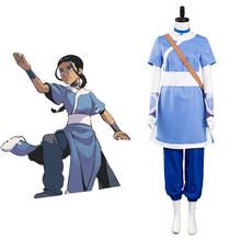 Disfraz de Anime Avatar The Last airdoblador Katara para mujer adulta, traje de fantasía para Halloween, vestido azul, ropa de Carnaval 2024 - compra barato