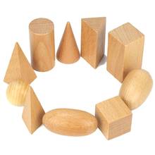 10Pcs/Set Wooden 3D Geometric Solids Learning Aids Kids Math Educational Toy Math Toys Resources for School Home Gift for childr 2024 - buy cheap