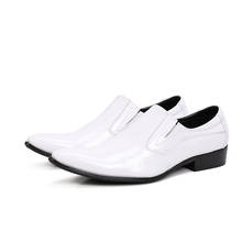 Дизайнерские мужские туфли из лакированной кожи; цвет белый, синий; официальные Мужские модельные туфли с острым носком для свадебной вечеринки; офисные туфли-оксфорды; Sepatu Pria 2024 - купить недорого