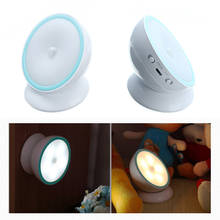 360 градусов вращающийся светодиодный ночник датчик движения лампа для кухонного шкафа шкаф кухонный настенный ночник USB 2024 - купить недорого