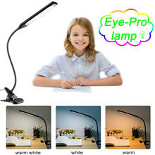 Kexin-lâmpada led de mesa 5w, clipe ajustável, brilho de 14 níveis, 3 cores, luz led de leitura, usb 2024 - compre barato