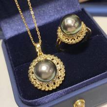 Conjunto de perlas D817 de Plata de Ley 925, joyería fina, redondos, 8-10mm, perlas naturales de agua de mar, Tahiti, juegos de joyas para mujer, regalos 2024 - compra barato