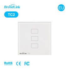 Broadlink-interruptor inteligente tc2 padrão europeu, 1/2/3 gang, novo, design moderno, painel touch branco, wi-fi, sem fio, controle por rm pro 2024 - compre barato