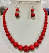 Free Shipping LARGE 6-14MM SOUTH SEA RED SHELL PEARL NECKLACE Earrings SET AAA++ 2024 - buy cheap