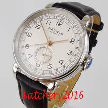 New Parnis 42mm GMT silver case arab mark date window leather strap mens top leisure automatic mechanical watch 2024 - buy cheap