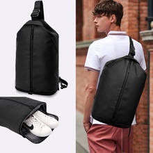 Bolsa de peito masculina à prova d'água em poliéster, casual, preta, carregamento usb, bolsa mensageiro, de ombro 2024 - compre barato