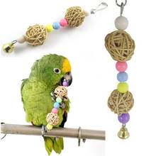 1PC Colorful Parrot Chew Strands Bite Teeth Griding Ball Bell Attractive Bird Parakeet Toys Natural Straw Bird Supplies Pet Toy 2024 - buy cheap