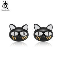 ORSA JEWELS Genuine 925 Sterling Silver Women Earrings Lovely Cat Shape Stud Earing White Enamel Animal Jewelry Party Gift OSE89 2024 - buy cheap