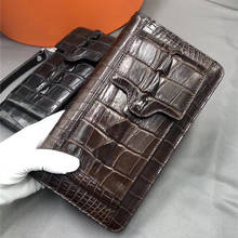 Business Style Genuine Alligator Leather Men's Wristlets Purse Bag Authentic Crocodile Skin Male Phone Holders Brown Clutch Bag 2024 - buy cheap